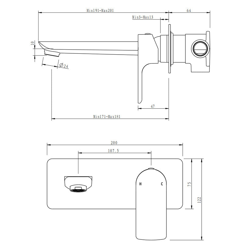 VOG Series Chrome Spout Mixer Trim Kit Only (match CLPS)