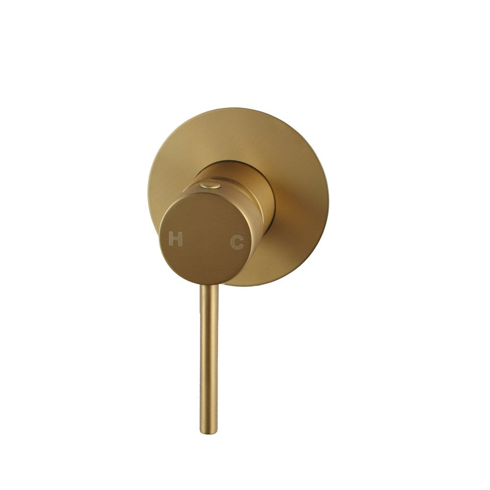 LUCID PIN Series Round Brushed Yellow Gold 65mm Wall Mixer (Color Up)
