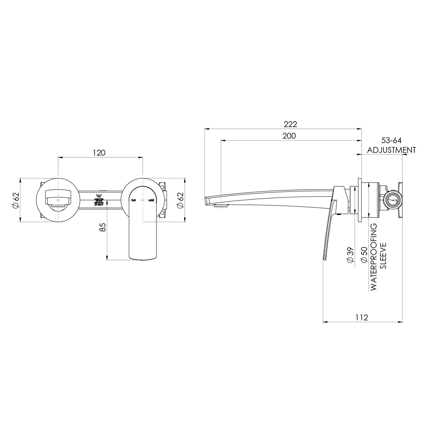 Mekko SwitchMix Wall Basin / Bath Mixer Set Round Plates Fit-Off Kit