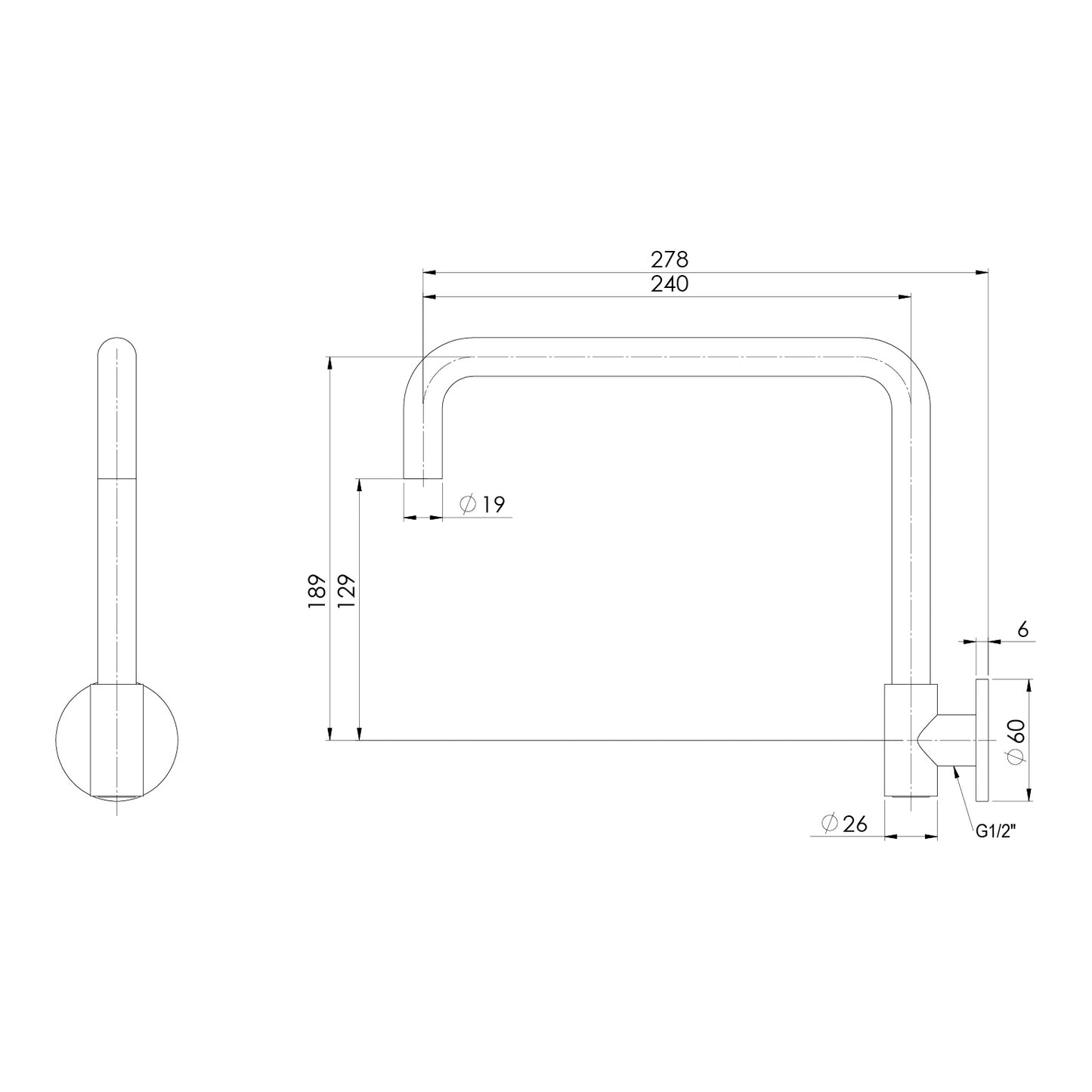 Vivid Slimline Plus Wall Sink Outlet 240mm Squareline