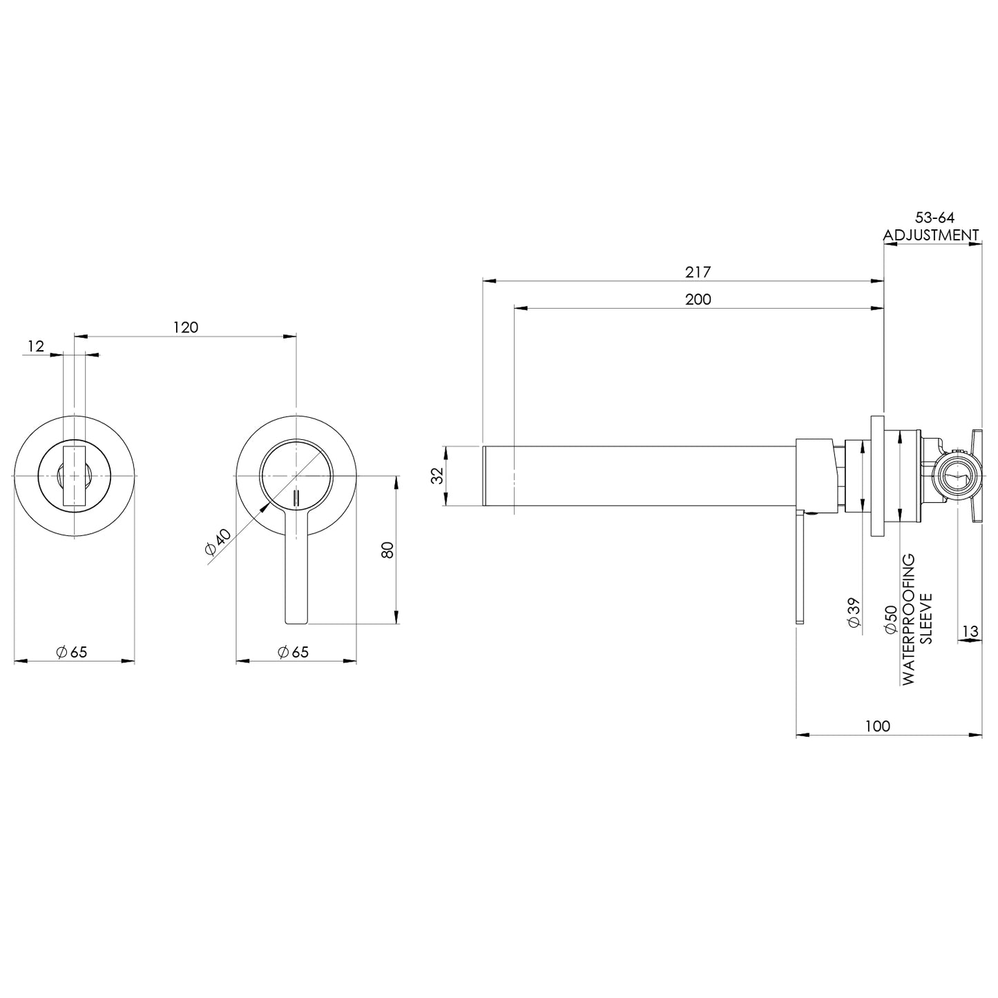 Lexi MKII SwitchMix Wall Bath Mixer Set 200mm