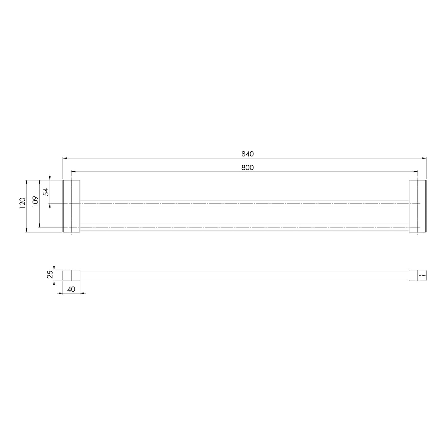 Lexi MKII Double Towel Rail 800mm