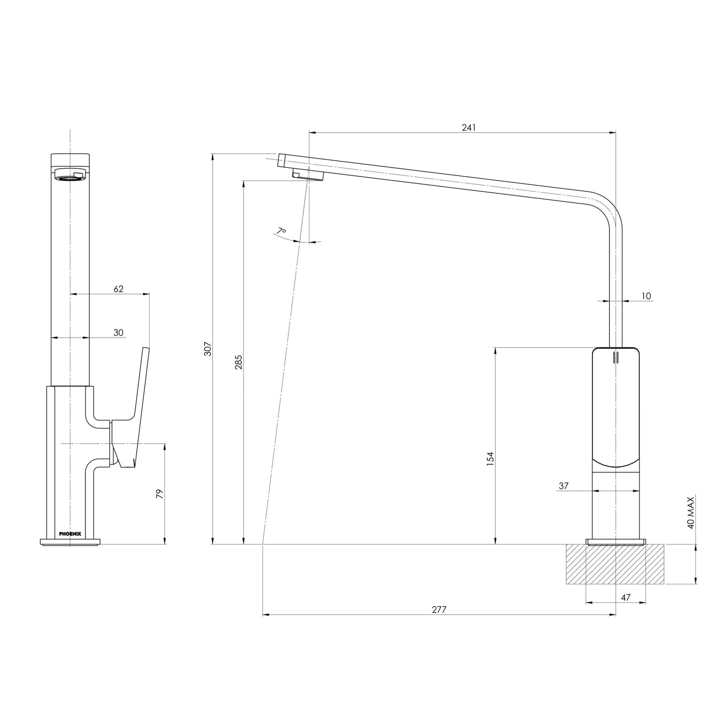 Enviro316 Sink Mixer 240mm Squareline