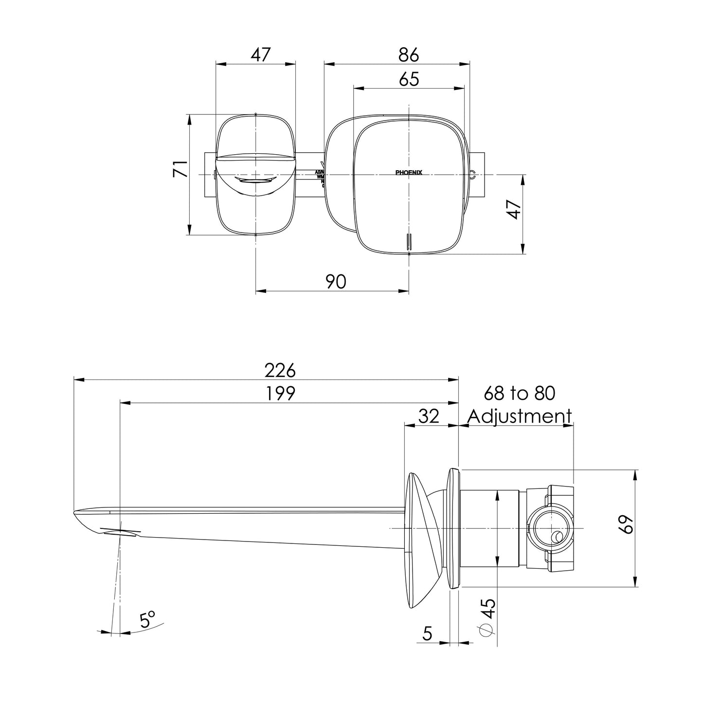 Nuage Wall Basin / Bath Mixer Set 200mm