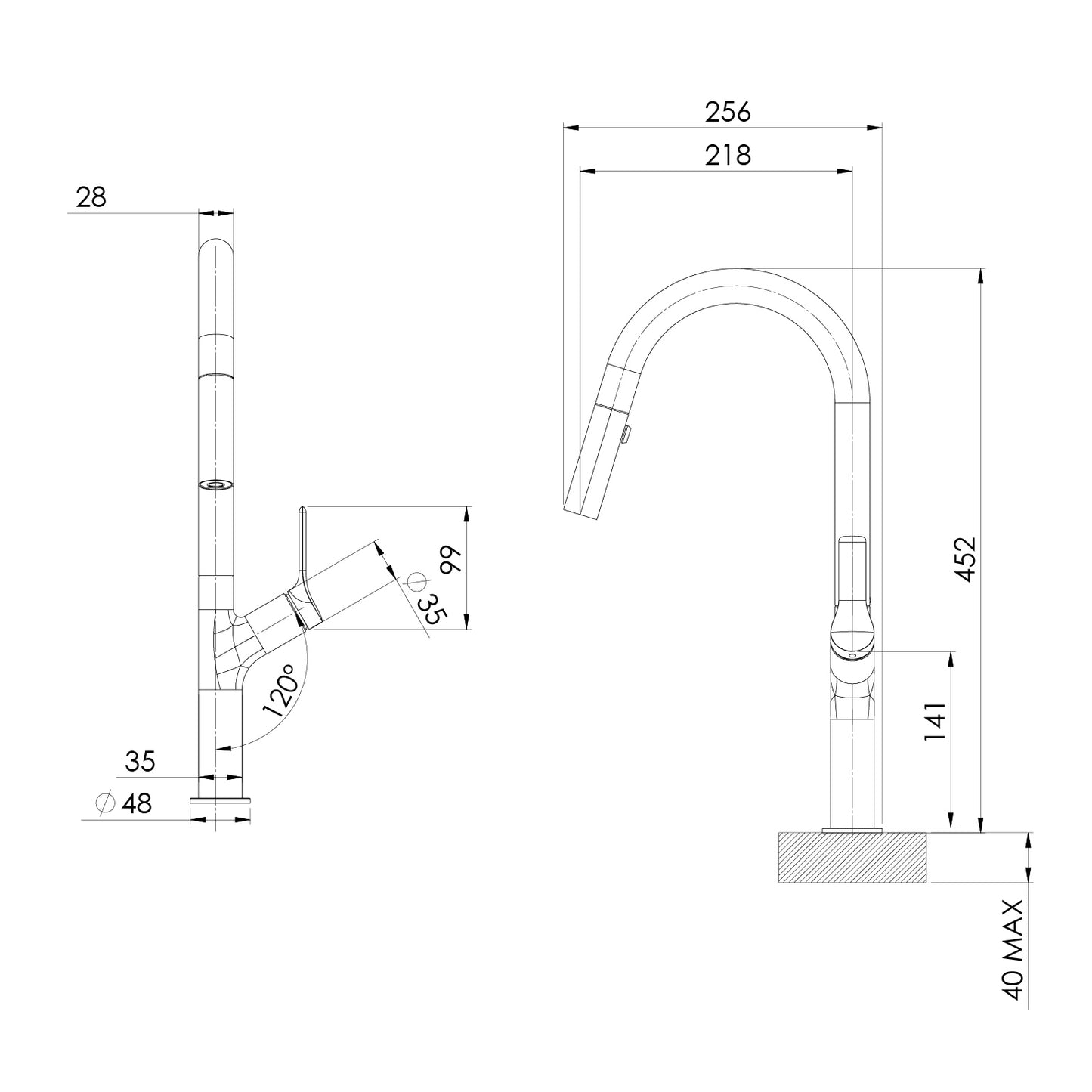 Linq Pull Out Sink Mixer 316 SS 220mm