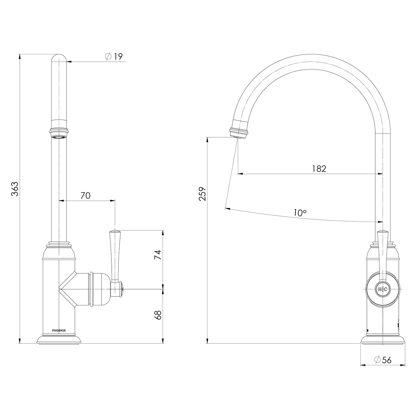 Cromford Sink Mixer 180mm