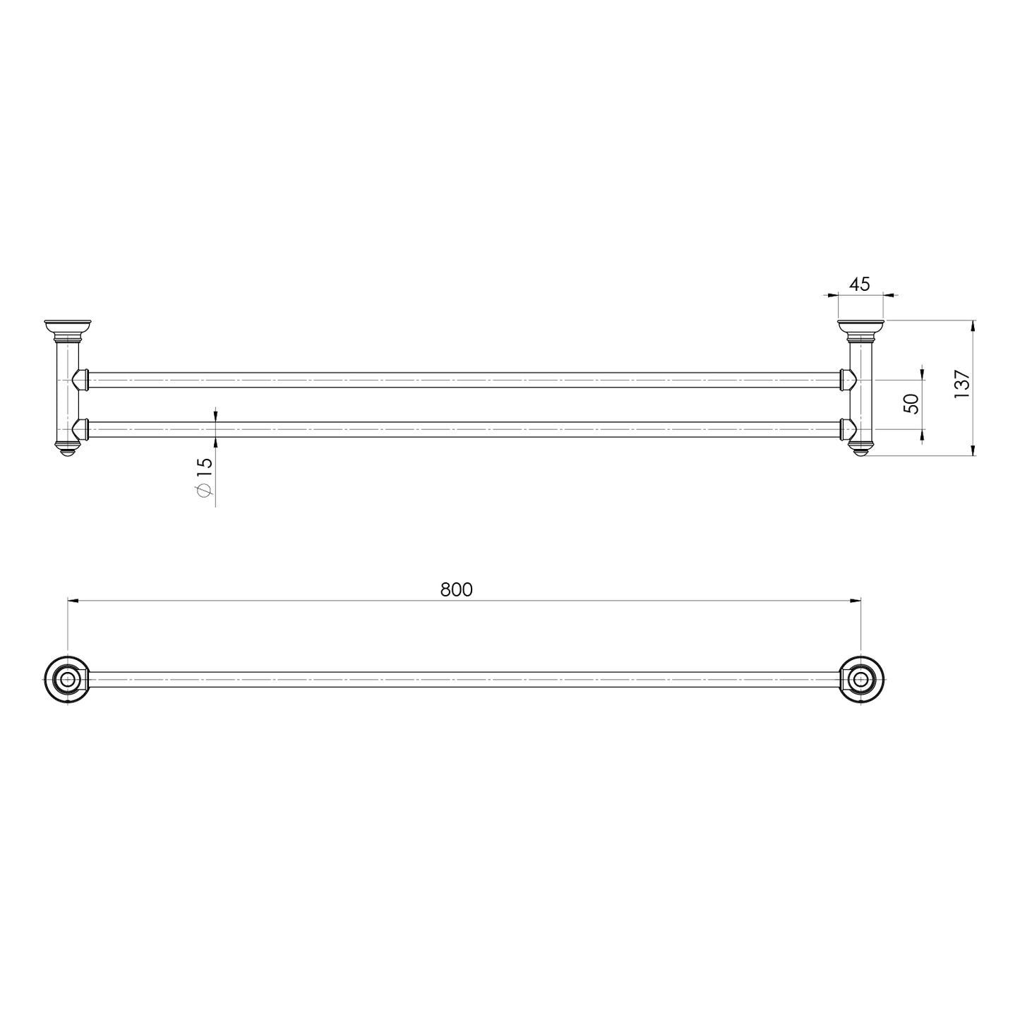 Cromford Double Towel Rail 800mm