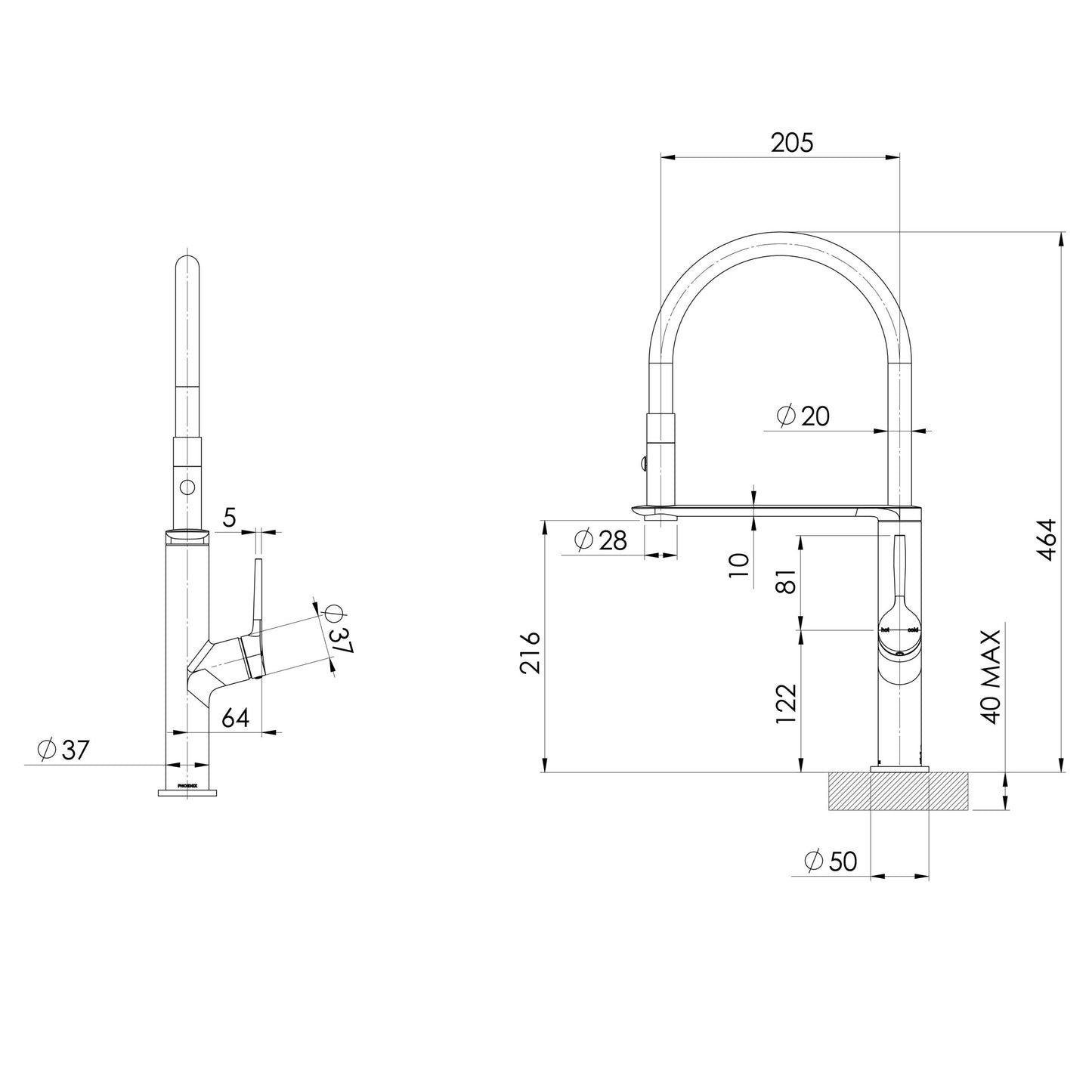 Vask Flexible Hose Sink Mixer 200mm