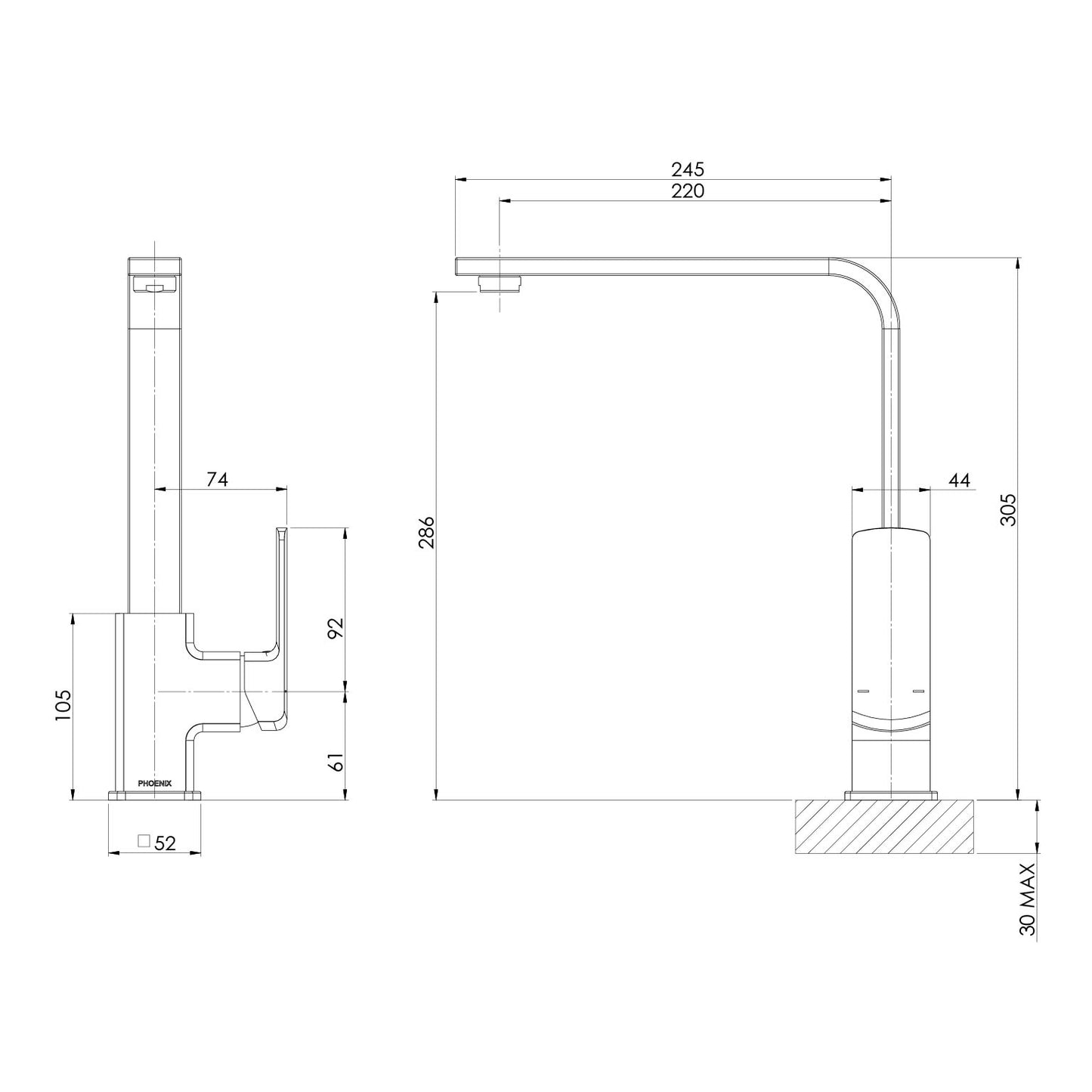 Teva Sink Mixer 200mm 6 Star Squareline