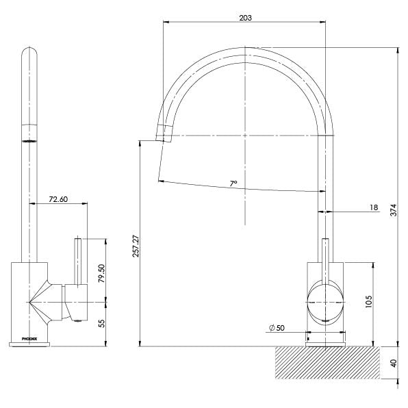 Pina Sink Mixer 200mm Gooseneck