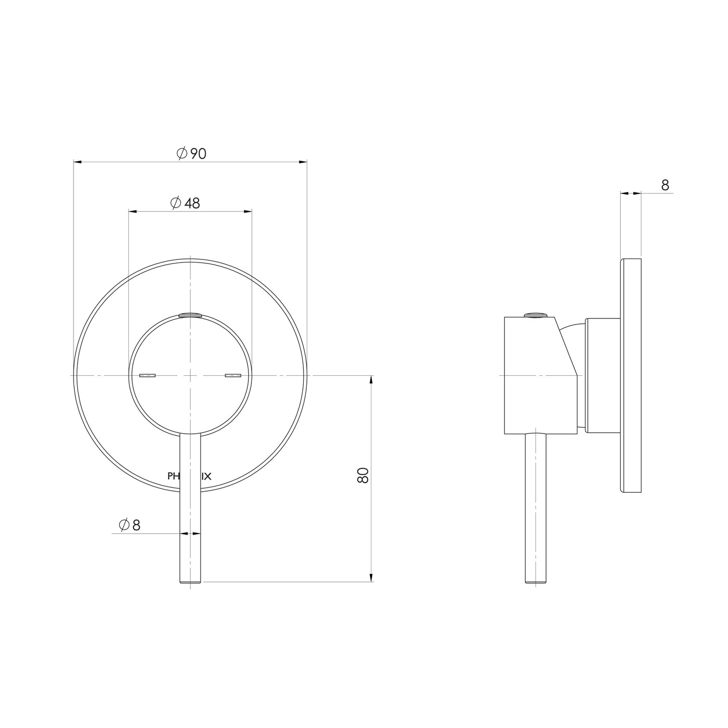 Pina Shower / Wall Mixer Trim Kit Only 90mm