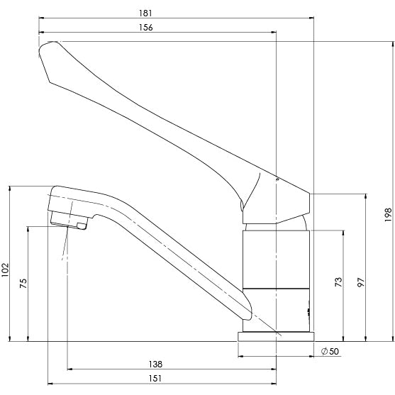 Ivy MKII Extended Handle Swivel Basin Mixer 6 Star
