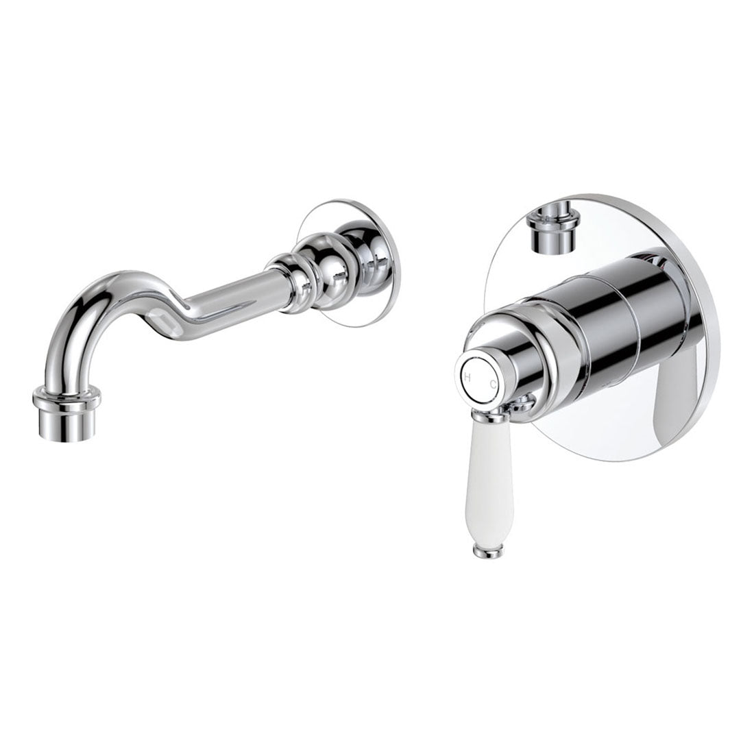 Fienza Eleanor Wall Basin-Bath Mixer Set, Chrome - Ceramic