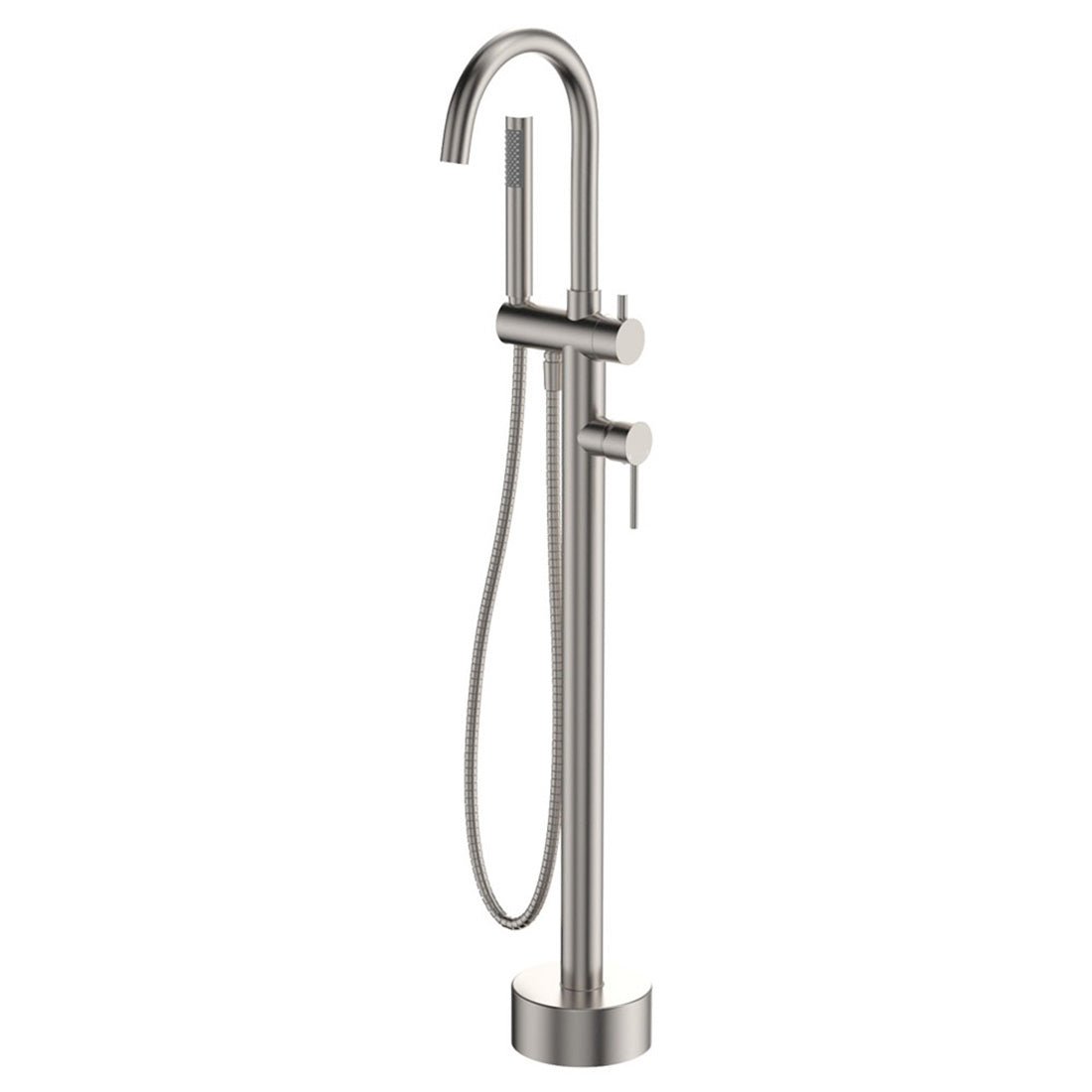 Fienza Kaya Floor Mounted Bath Mixer With Hand Shower Brushed Nickel