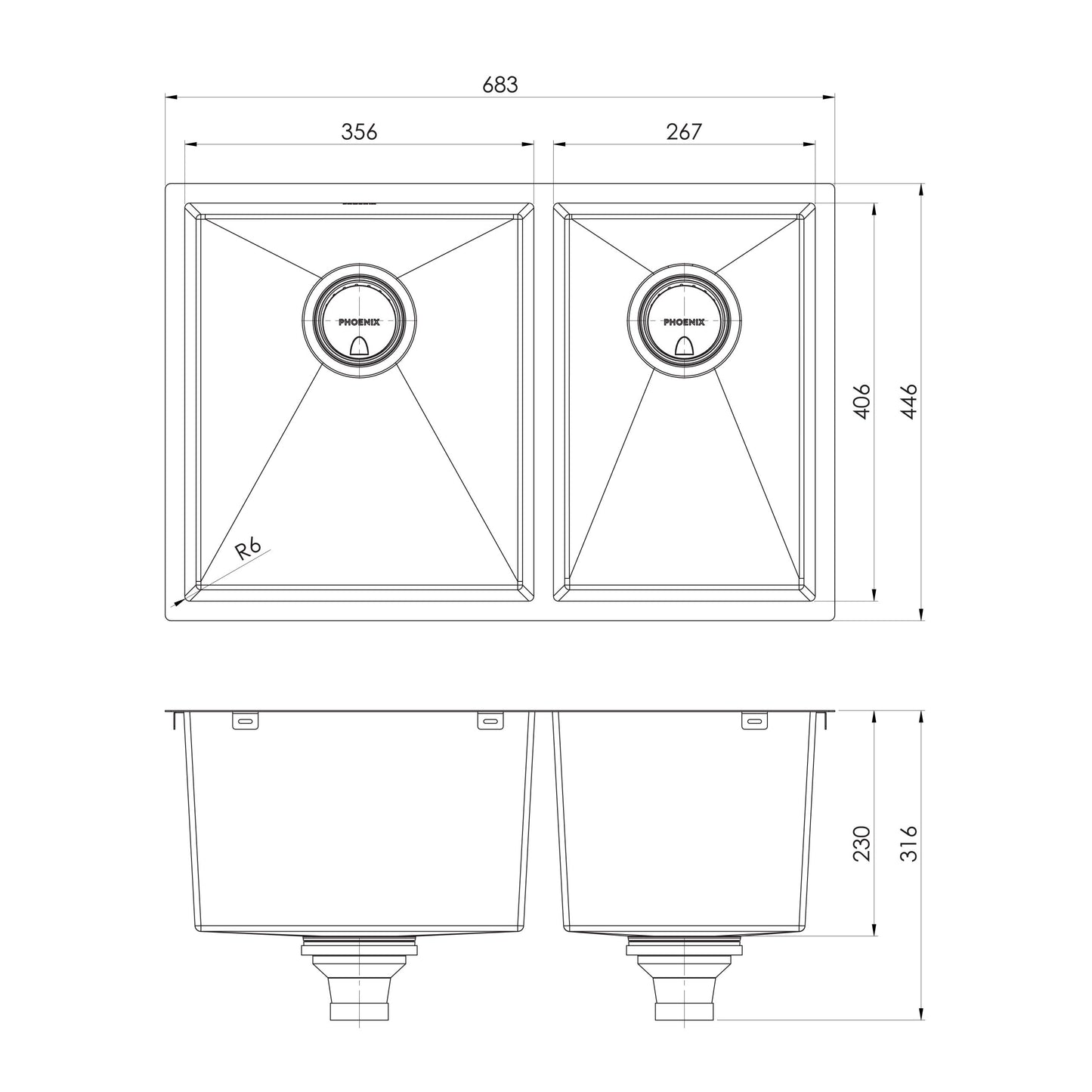 4000 Series 1-3/4 L/H Bowl Under / Over Sink