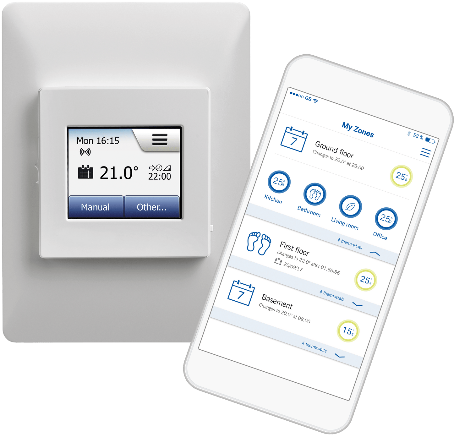 Thermotouch White Wi-Fi Touchscreen Thermostat 16A Max Load