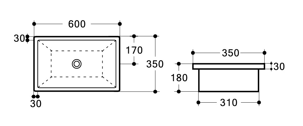QUBI-II 600 Under Counter Basin