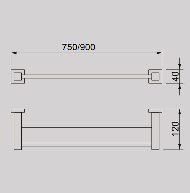 QUBI 90cm Double Towel Rail