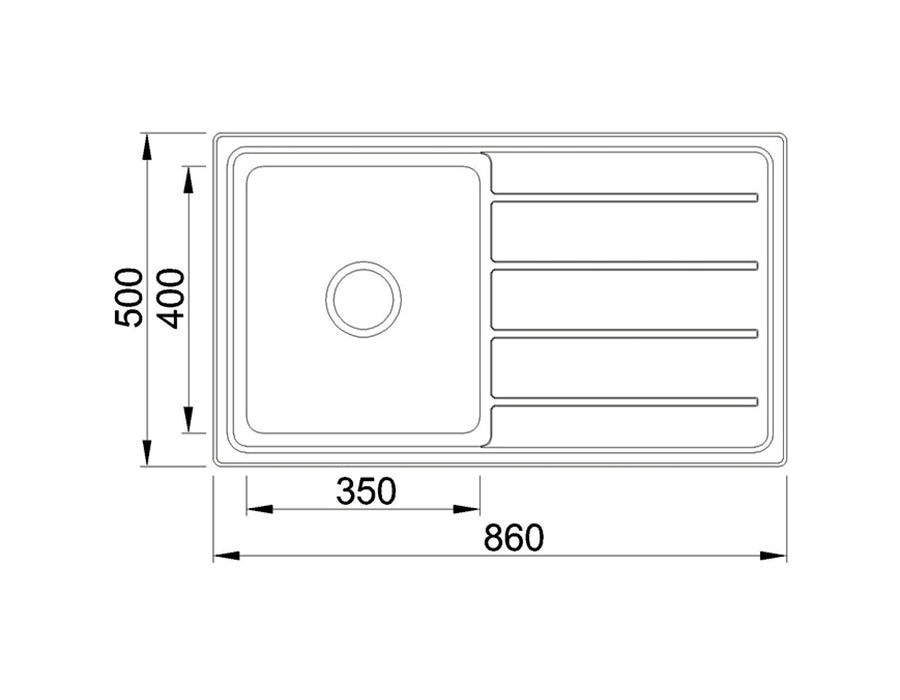 IMPACT Single Bowl Sink with Tap Hole and Drainer