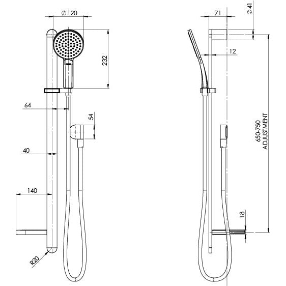 NX Quil Rail Shower