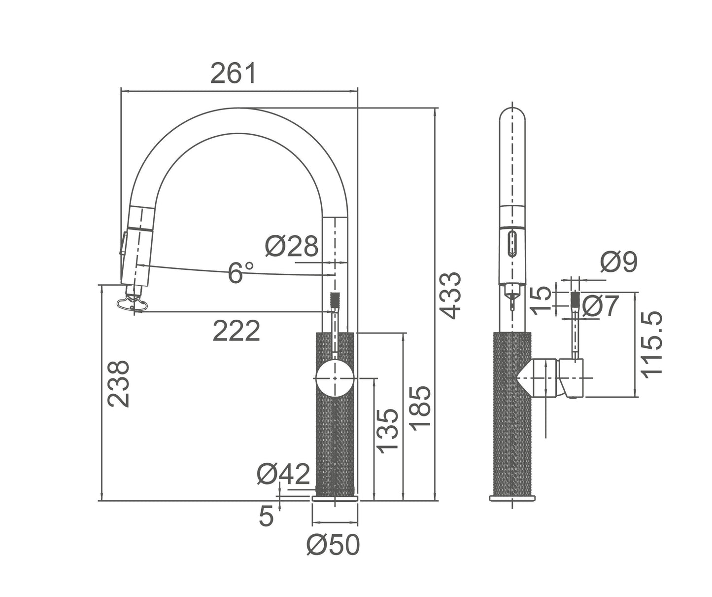 TIARA Sink Mixer With Pull Out Spray