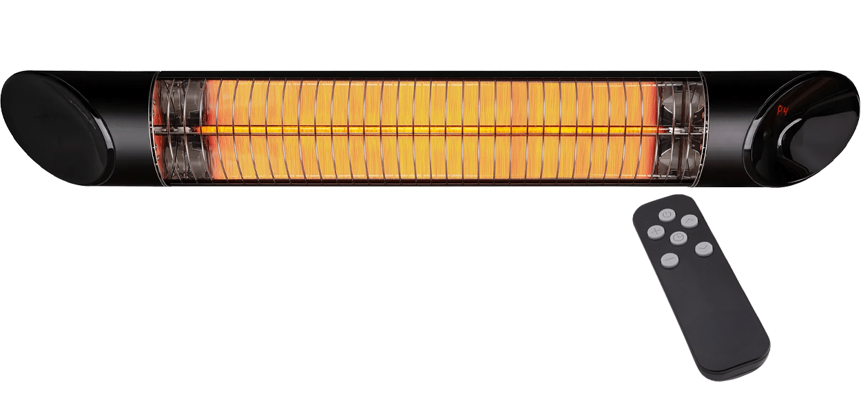 Ash 2500W Wall Mounted Outdoor Heater with Remote 190x945x130mm - Black