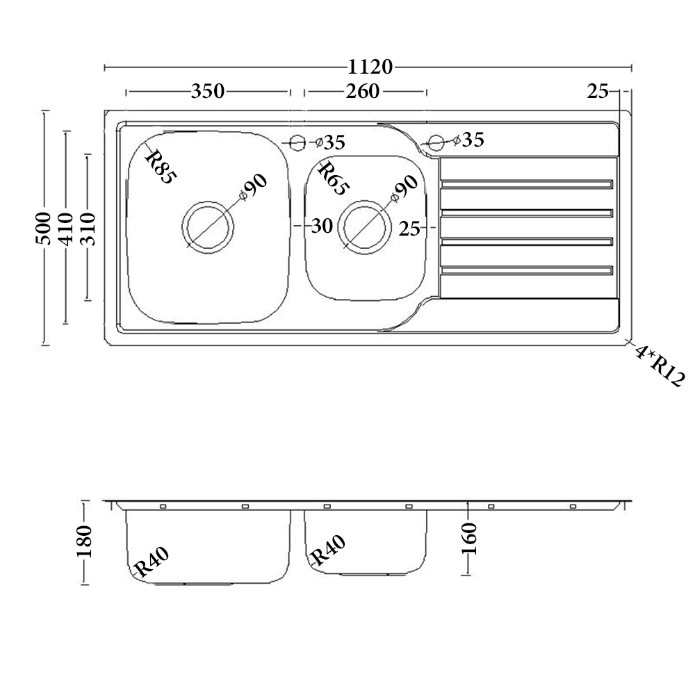 Top Mount Prague One & a Half Pressed Kitchen Sink
