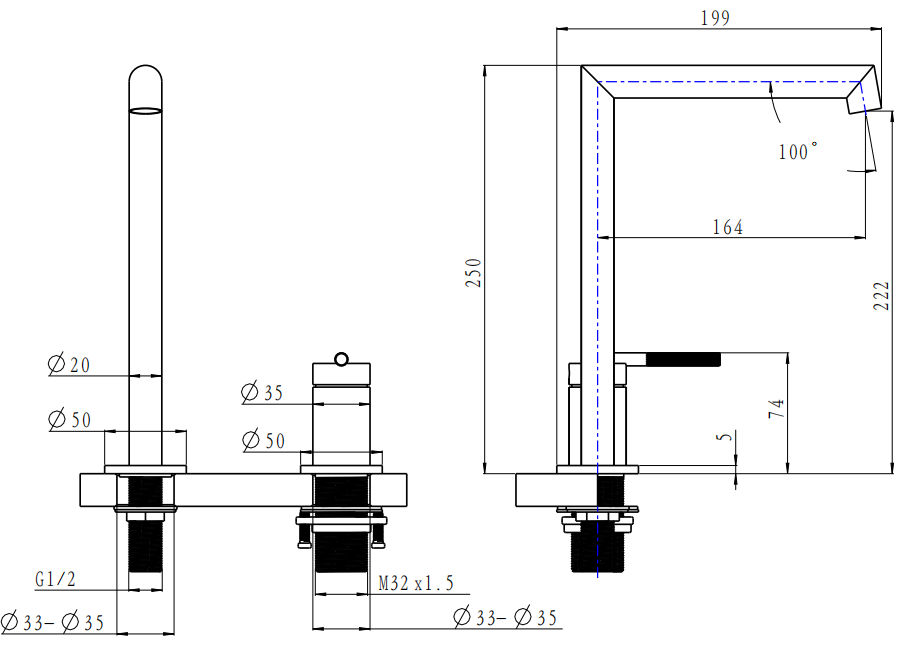 Caddence Brushed Gunmetal Basin Mixer