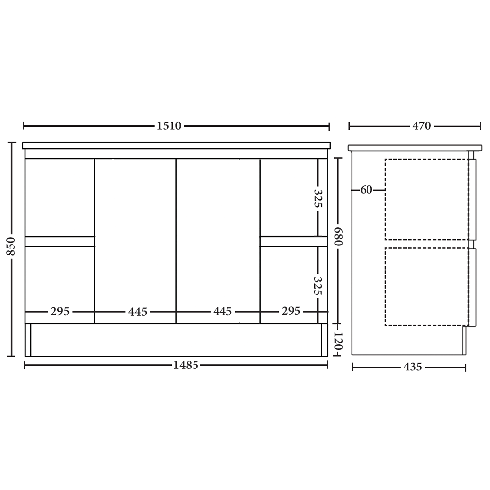 Rio 1500mm Freestanding Vanity