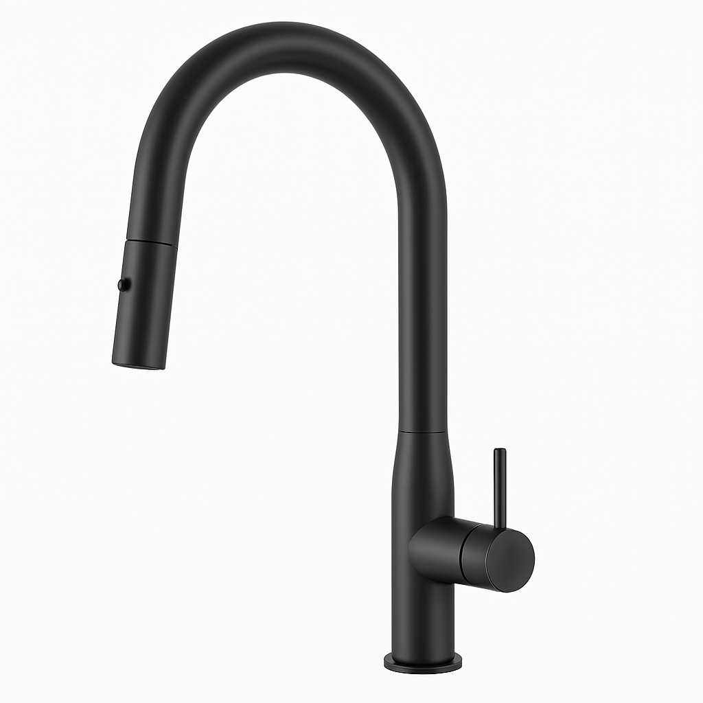 Navona Carysil Slim Gun Metal Pull Out Kitchen Mixer