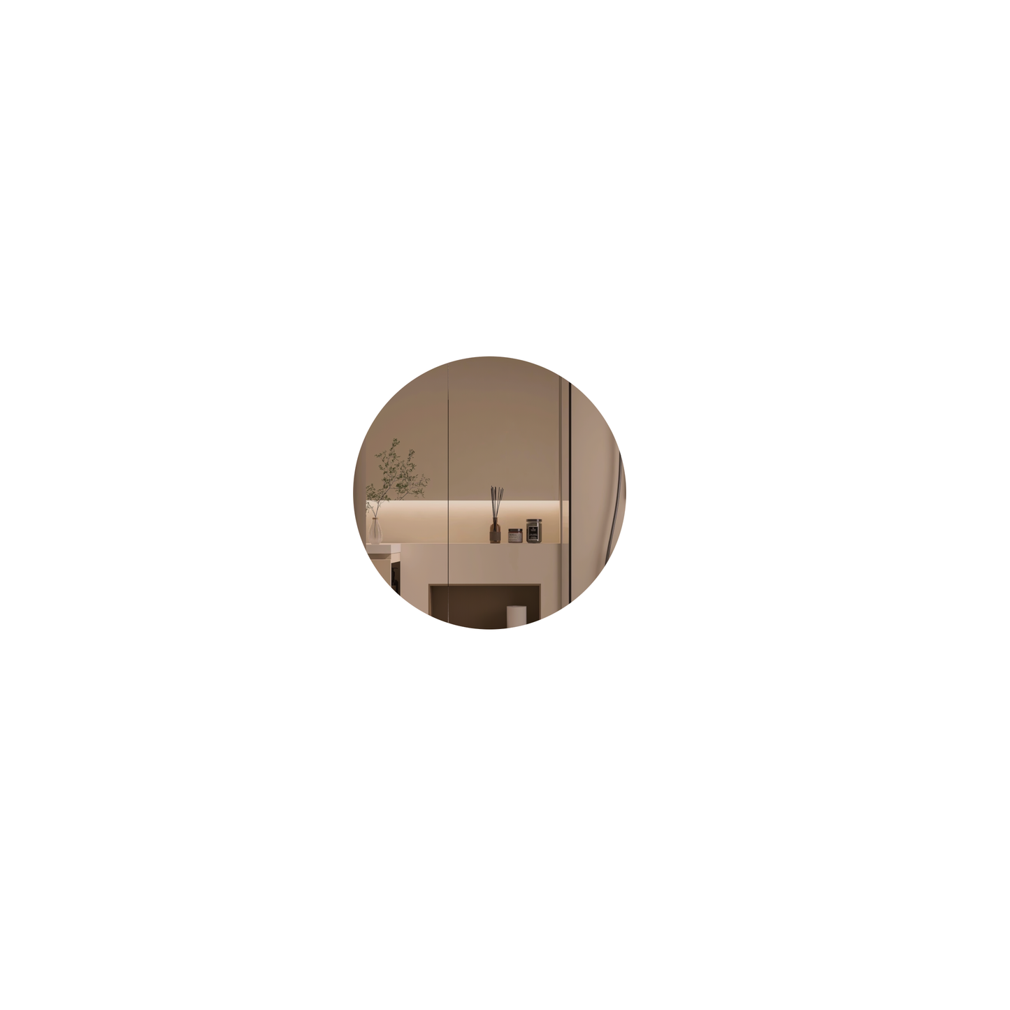 CARYSIL Orbit Series Round 800x800mm Walnut Shaving Cabinet