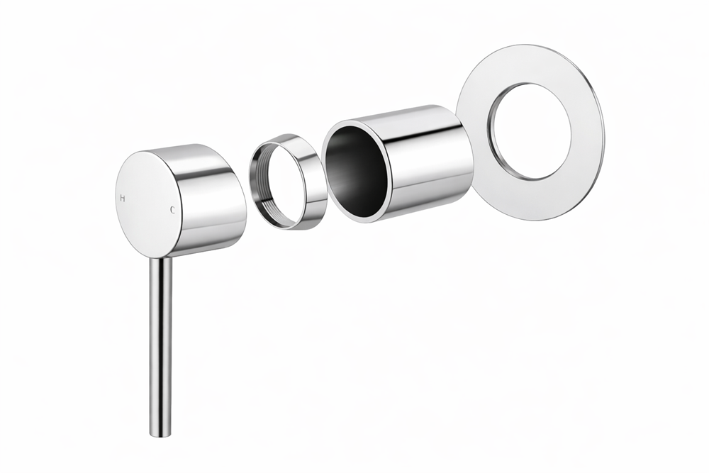 LUCID PIN Series Round Chrome 80mm Wall Mixer- TRIM KIT