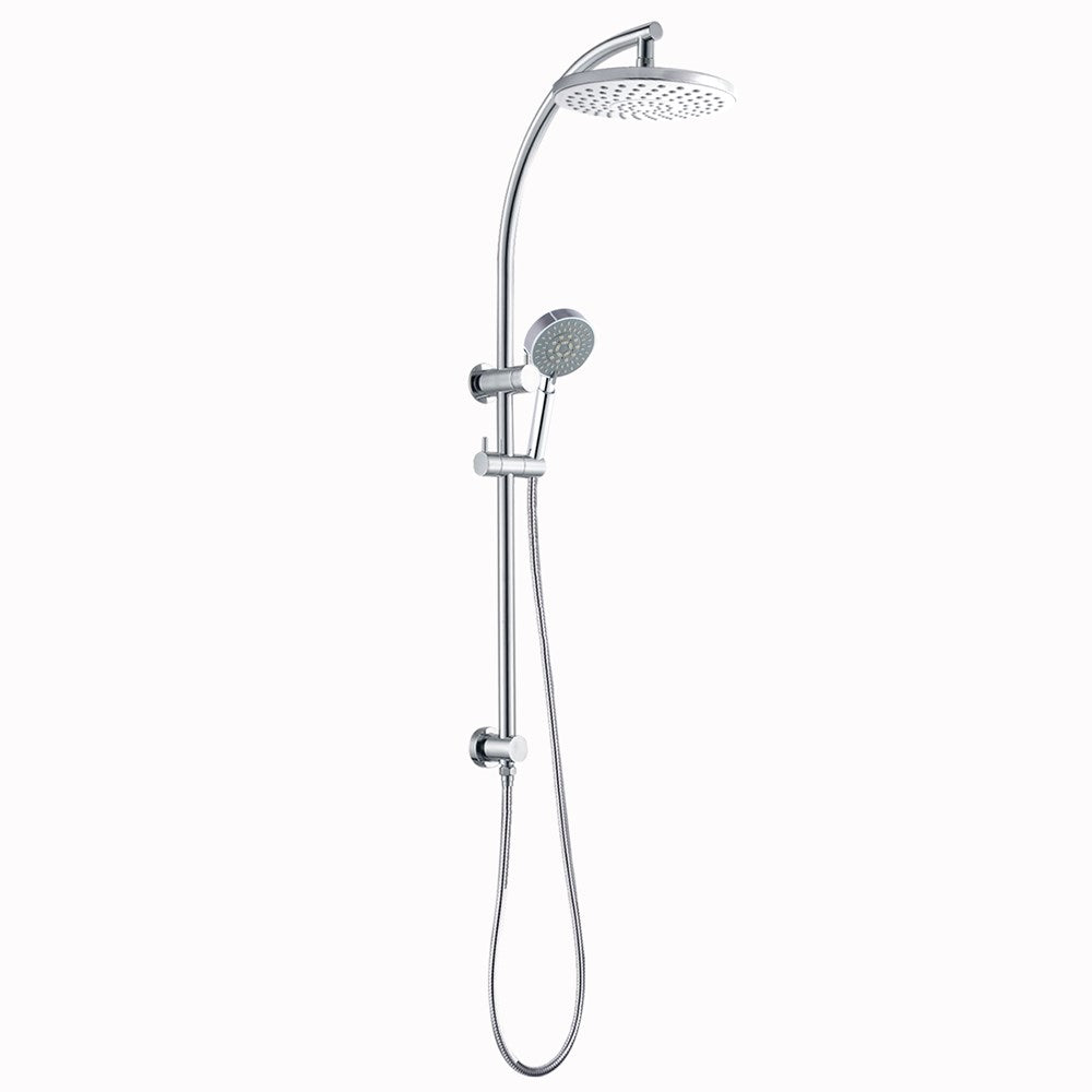 8 inch 200mm Round Chrome Twin Shower Station Top Water Inlet with 5 Functions Handheld