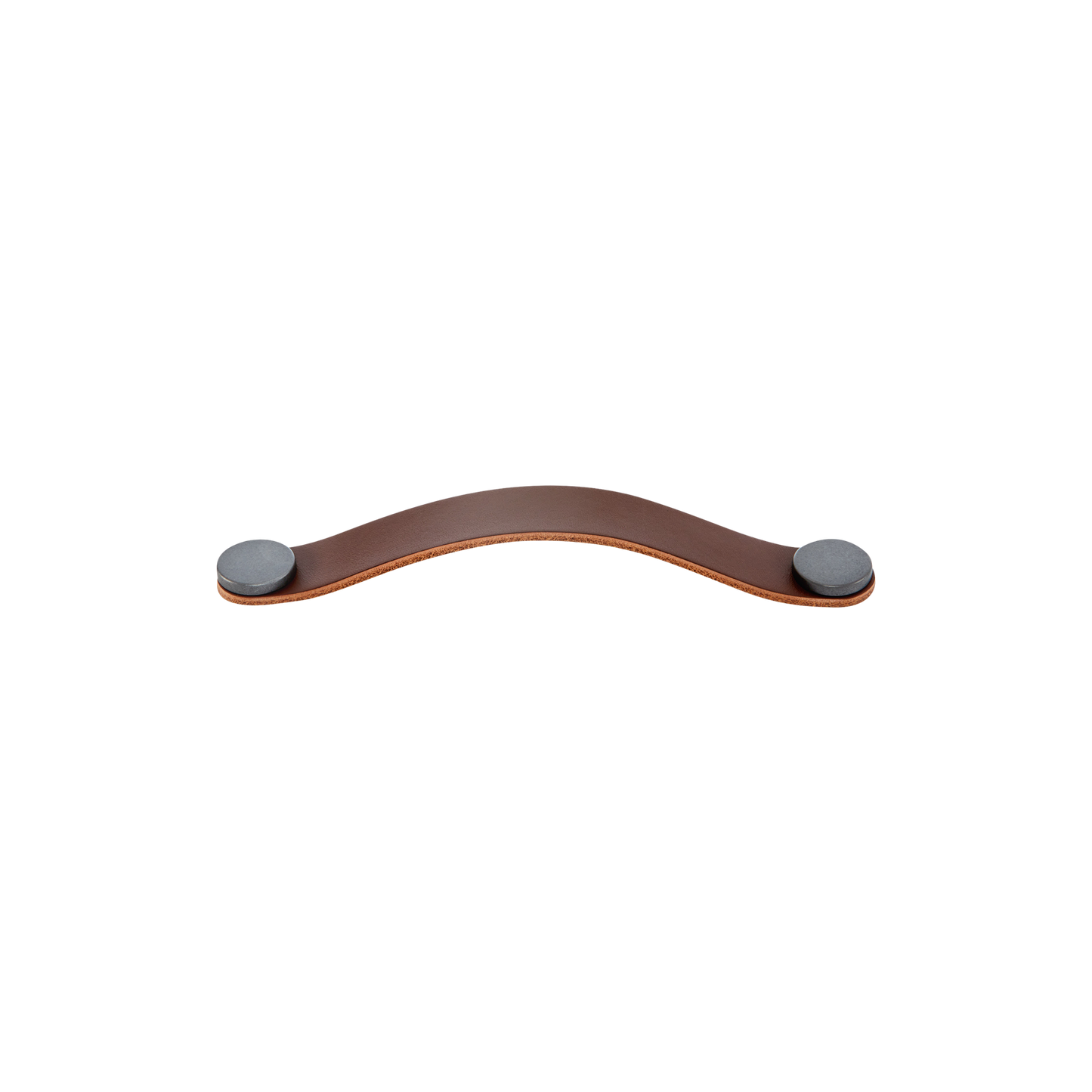 Momo Flexa Leather D Handle 160mm in Dark Brown with Pewter Buttons (1)