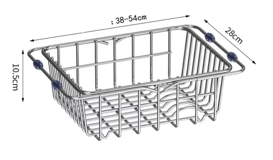 Flexible Stainless Steel Gunmetal Sink Basket / Dish Rack
