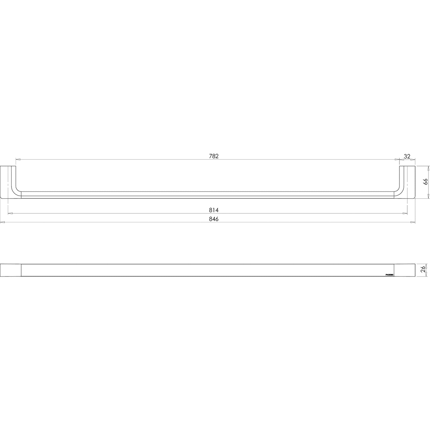 Gloss Single Towel Rail 800mm