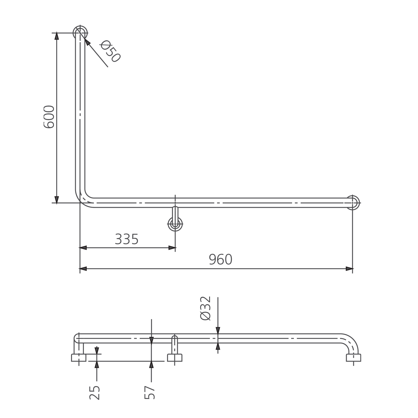 Holdfast 90 Degree Grab Rail (Right Hand)