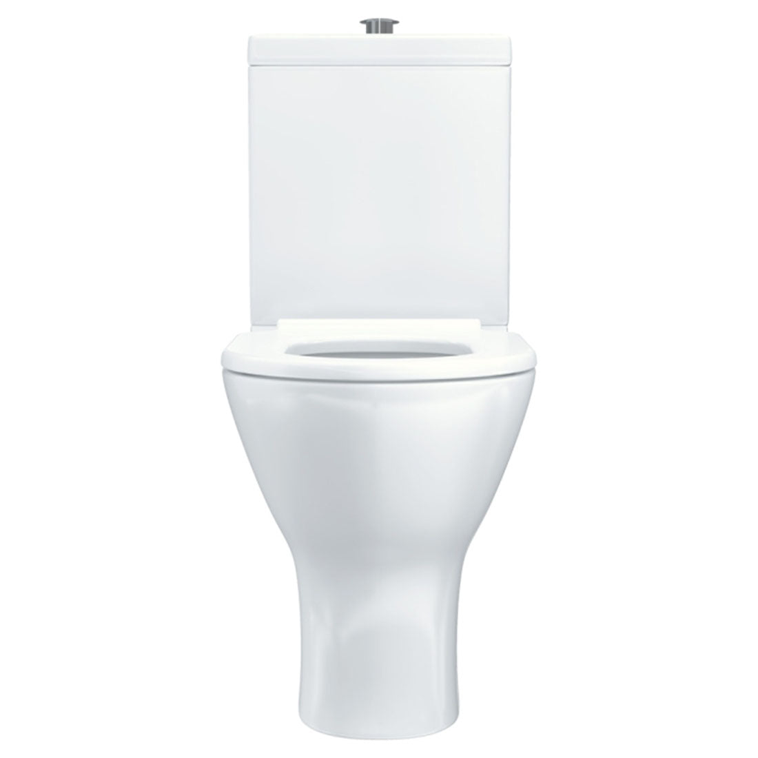 Fienza Delta Care Back-to-Wall Toilet Suite, White Seat, Raised Buttons, P-Trap