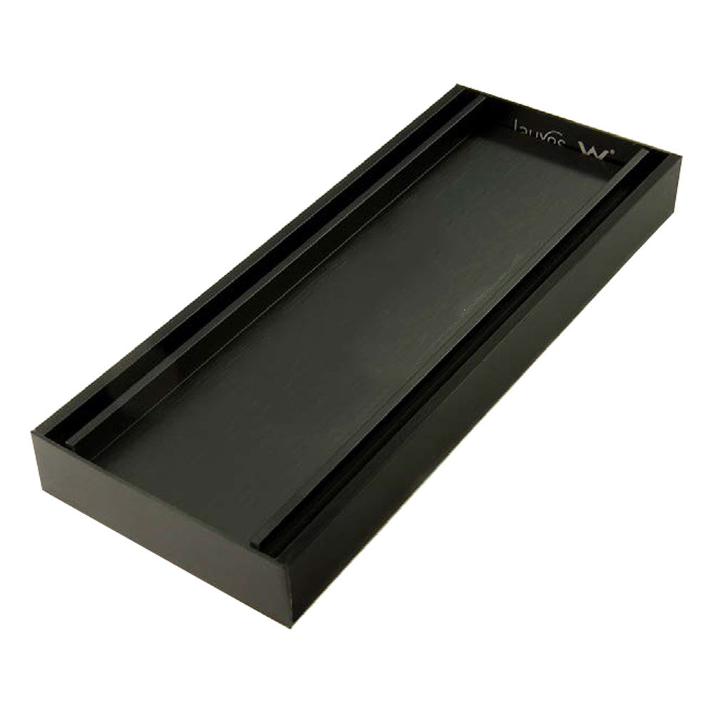 Lauxes 'Celleni' Aluminium Midnight Slimline Tile Insert Grate Black 100*100*26mm(Maximum Length 5600mm,50mm Waste)