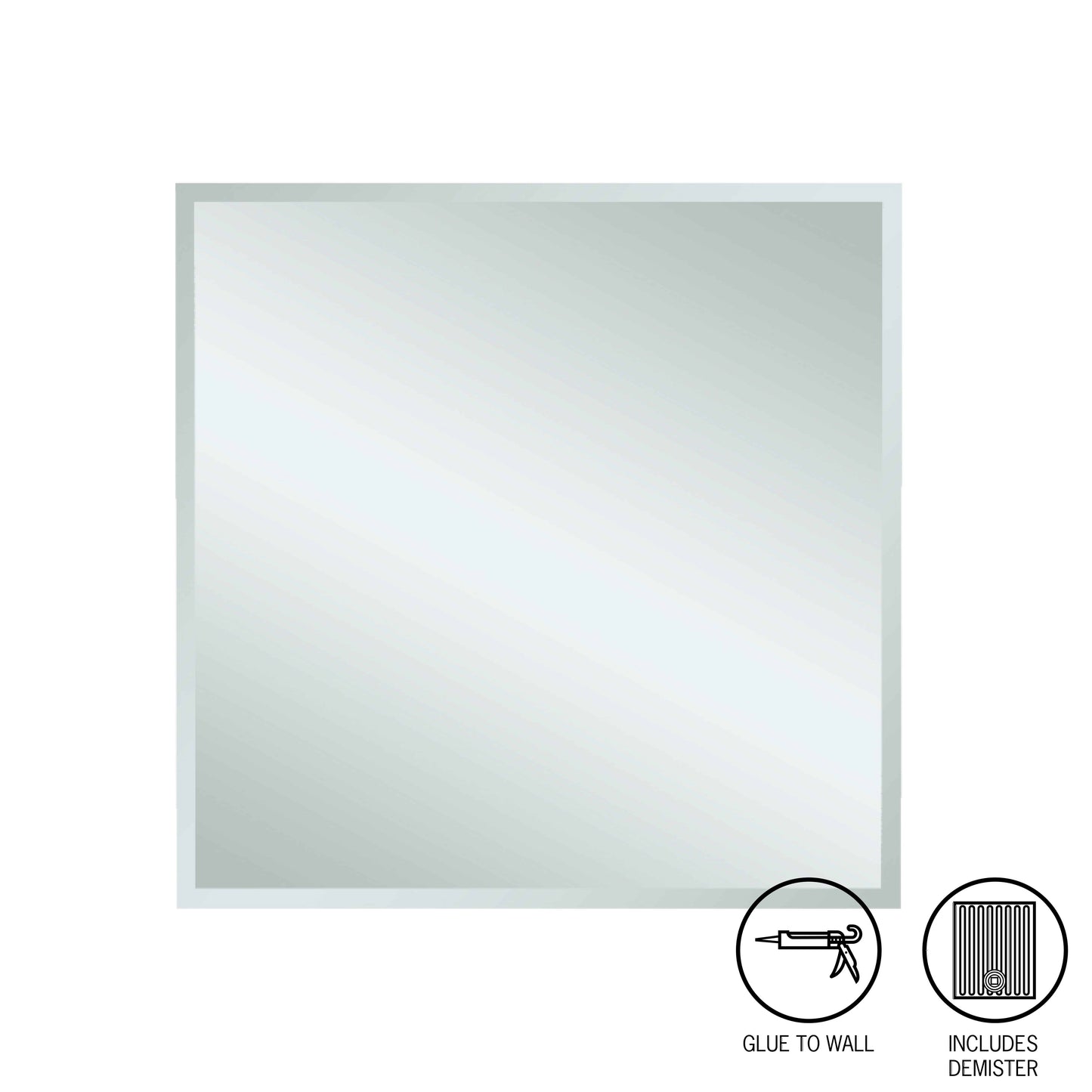 Montana Square 25mm Bevel Edge Mirror Glue-to-Wall with Demister