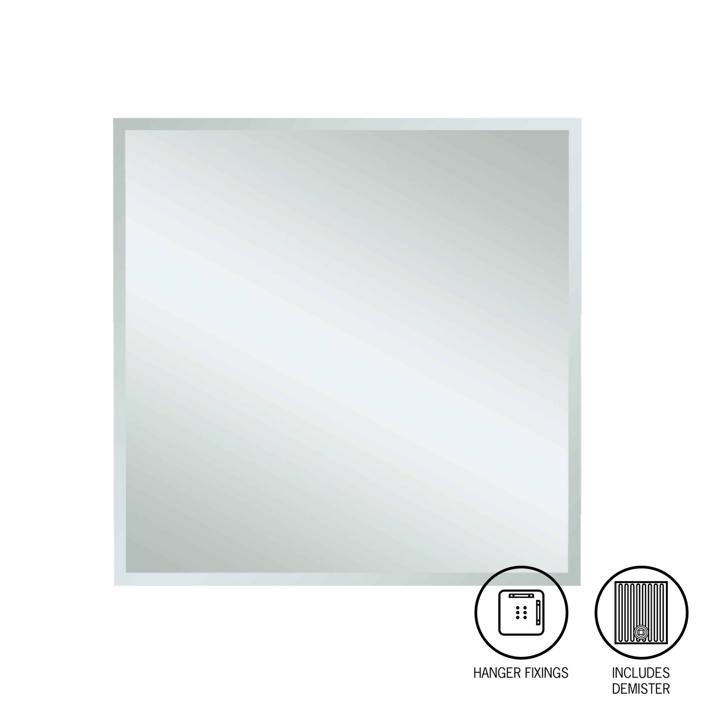 Montana Square 25mm Bevel Edge Mirror with Hangers and Demister