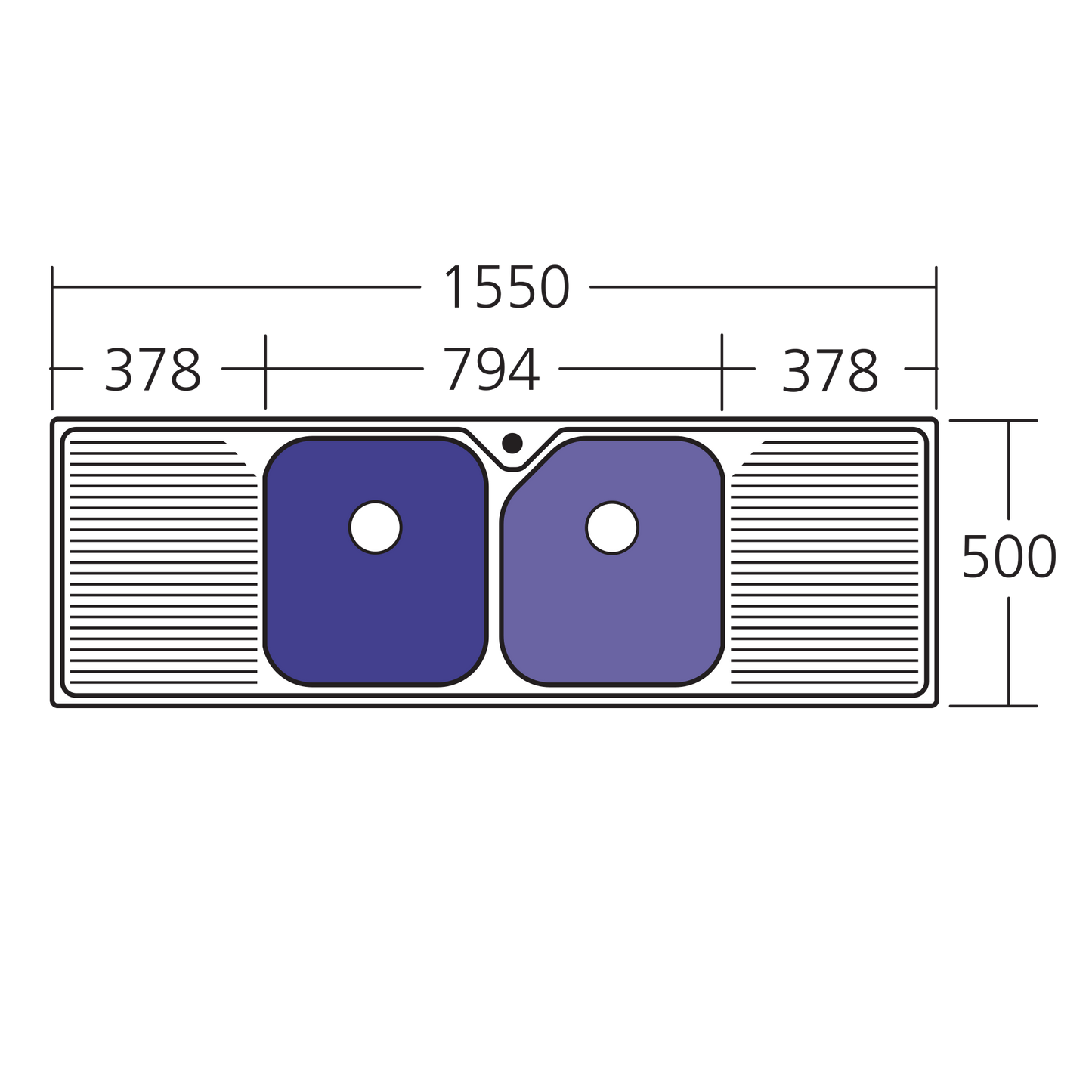 Nu-Petite Double Bowl Topmount Sink With Double Drainer