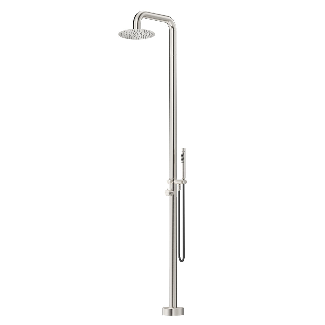 Bella Vista Mica Soft Square Freestanding Outdoor Shower Brushed Nickel