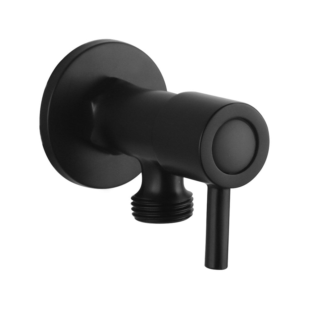 Bathroom Round Matte Black 14 Turn Washing Machine Stop Tap (one piece)