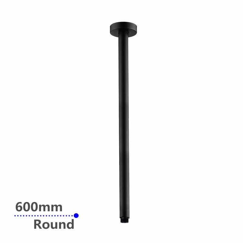 Round Black Ceiling Shower Arm 600mm