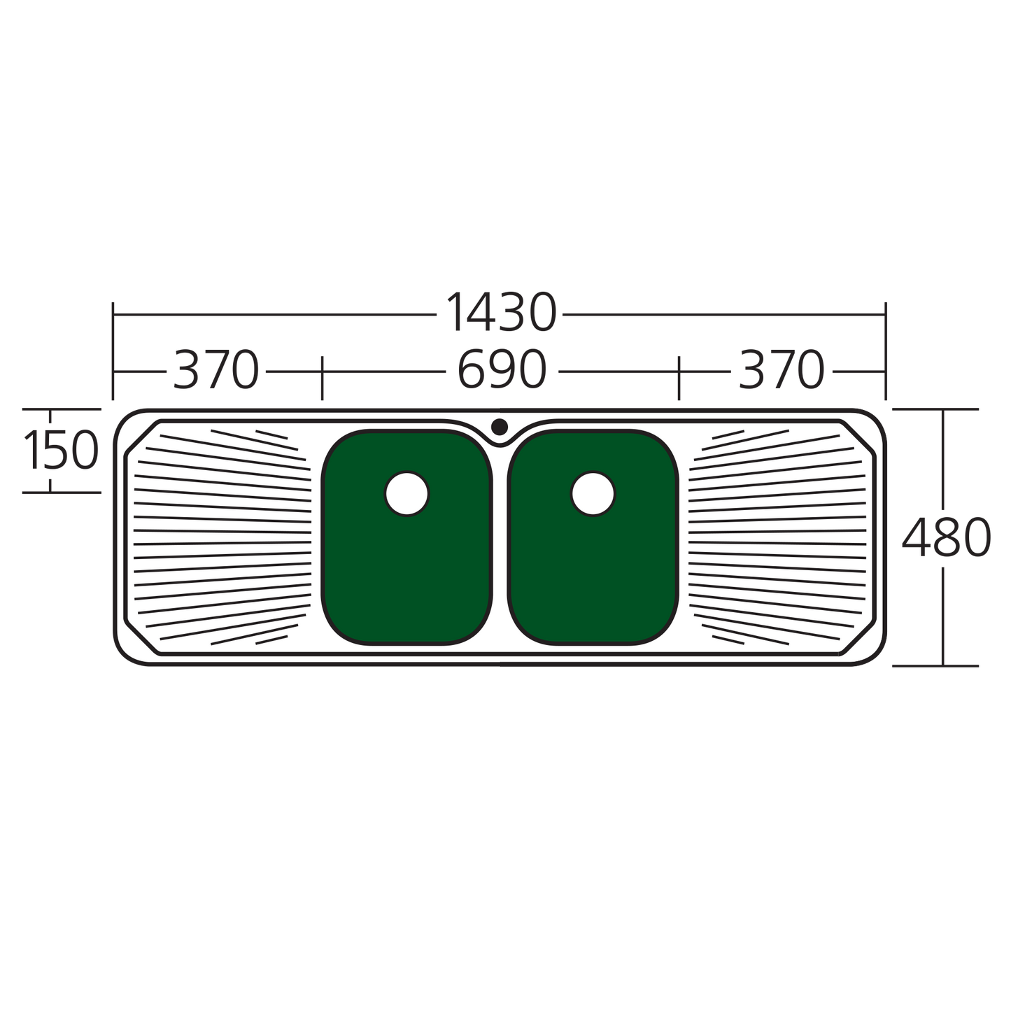 Petite Double Bowl Sink With Double Drainer