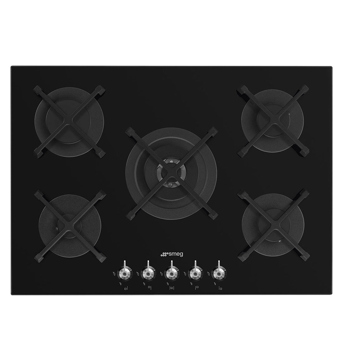 Smeg Classic 5 Burner Gas Cooktop Black Glass 75cm