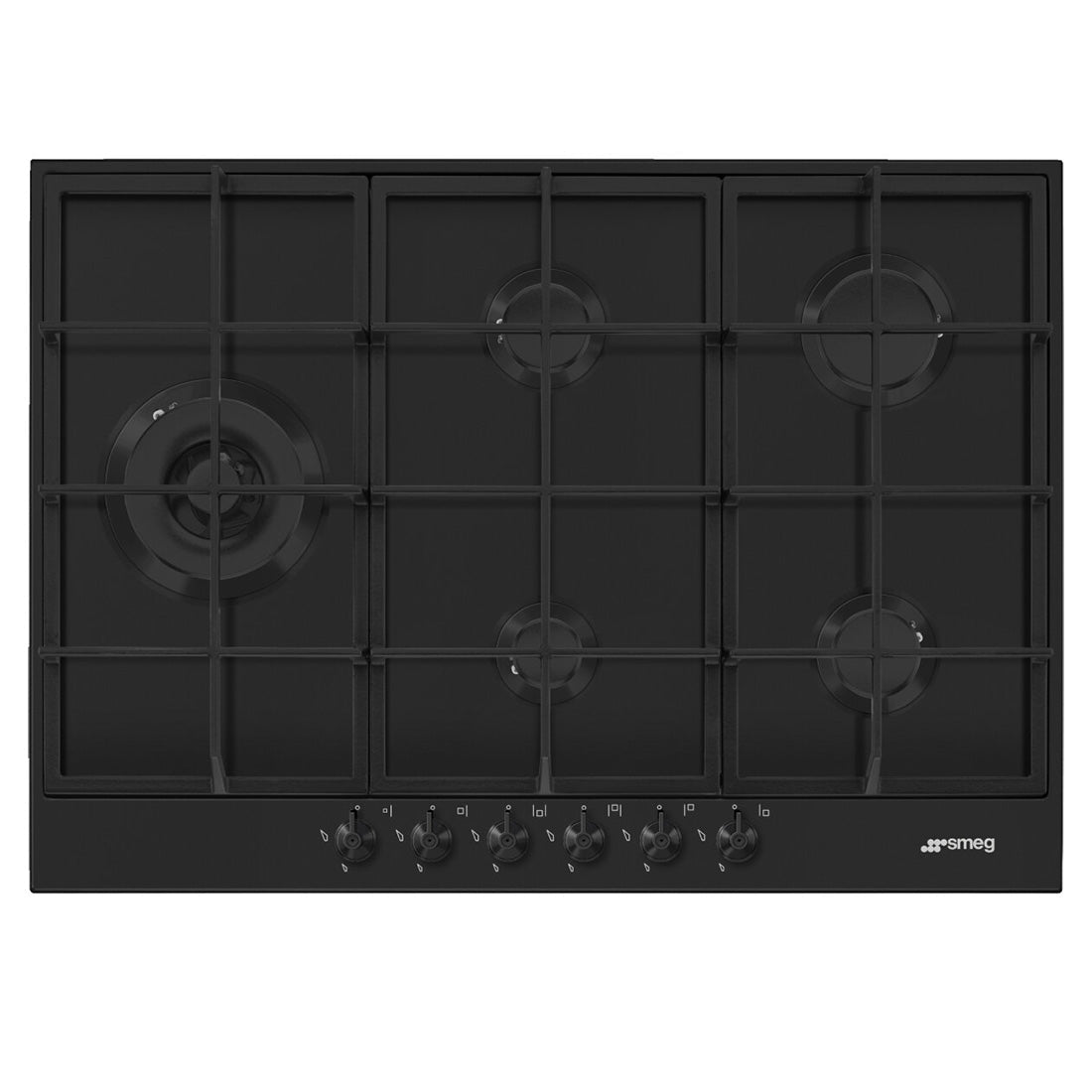 Smeg Classic 5 Burner Gas Cooktop Black Glass 72cm