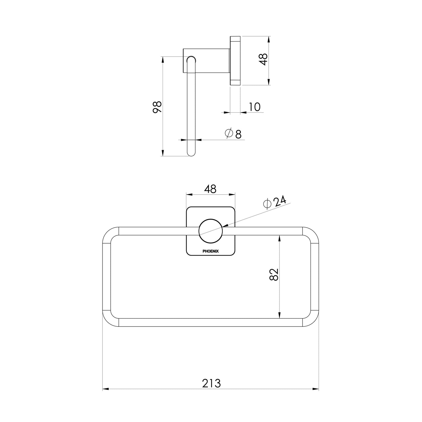 Radii SS 316 Hand Towel Holder Square Plate