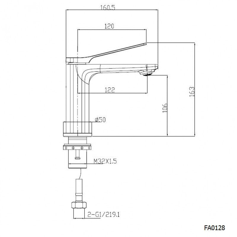 RUSHY Brushed Gunmetal Short Basin Mixer